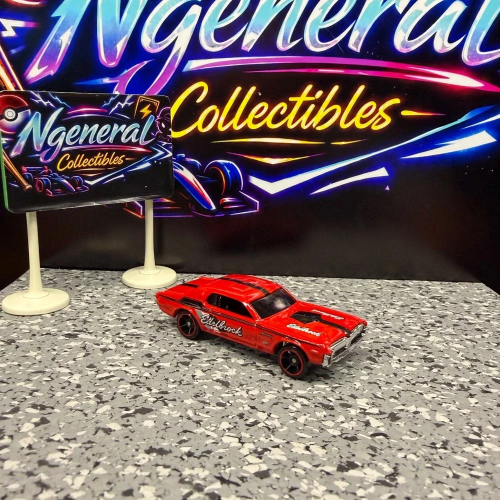 Hot Wheels 68 Cougar Red Edelbrock Racing Stripes Diecast Muscle Car 1:64 Scale